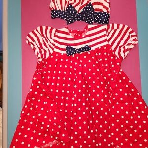 Vintage 90s 4t Girls 4th Of July Dress And Hat